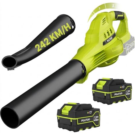 Souffleur de Feuilles sans Fil avec 2 Batteries 4000 mAh et Chargeur, 242 km/h, Souffleur Batterie Léger, 3 Vitesses Réglables, Souffleur Électrique Compact pour Feuilles, Poussière, Jardin et Maison (1/5)