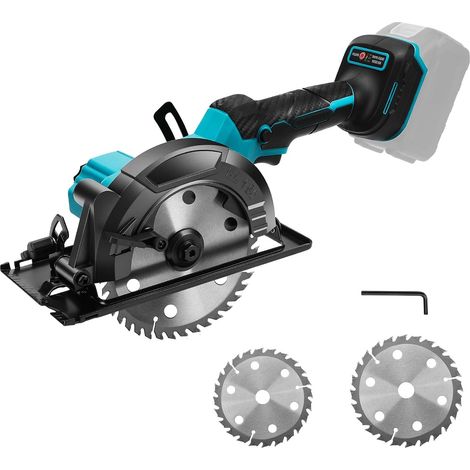 Scie Circulaire Sans Fil Compatible avec 18V, 6 Pouces Scie Circulaire sans balais, 5800 tr/min, scie plongeante, Profondeur de 55 mm, 0-45°, 3 Lames, pour Bois, Plastique, PVC (sans batterie) (1/5)