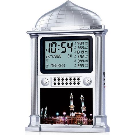Réveil de bureau moderne en métal HA-4002 avec fonctions mémoire et snooze, compatible avec les variations de température, argent (1/5)