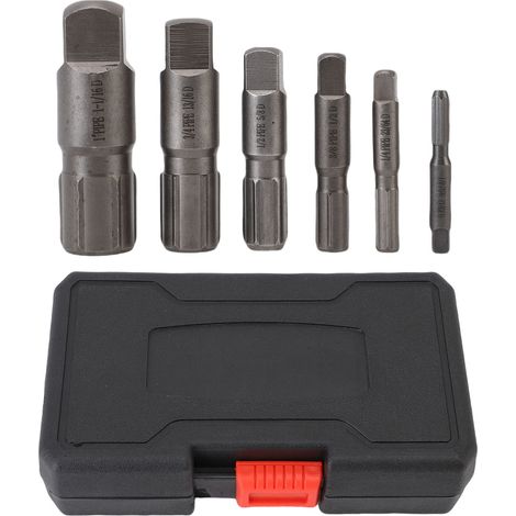 Kit extractor de tuberías (6 piezas) para tuberías roscadas de 1/8" a 1", que incluye una herramienta para extraer tornillos rotos. (1/5)