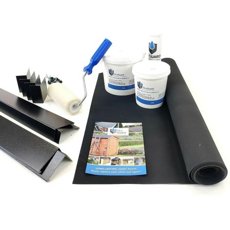 SkyGuard Rubber Roof Kit For Garden Rooms & Outbuildings, EPDM Membrane, Trims & Adhesives (2.1m x 2m)