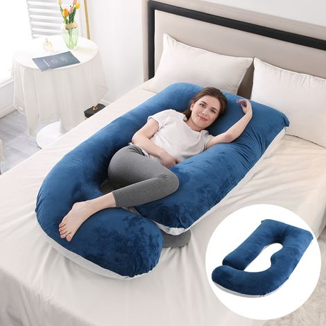 Coussin de grossesse avec support lombaire amovible et coussin latéral pour l'allaitement 65 x 90 x 175 cm (bleu royal)-AquaForge (1/4)
