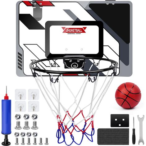 Ensemble de basket-ball cerceau en métal avec filet, ballon, pompe et fixations murales