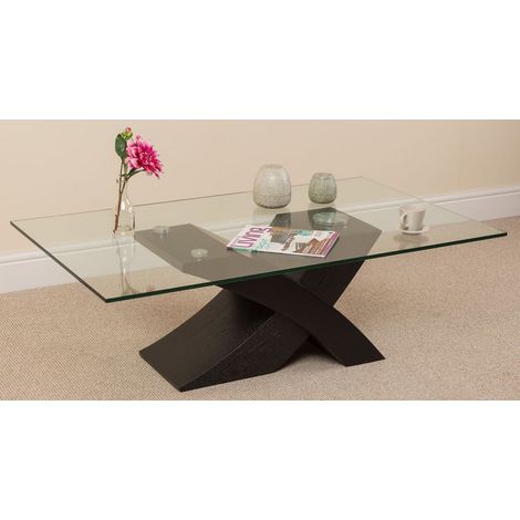 Milano Glass and Black Wood Coffee Table for Living Room (1/4)