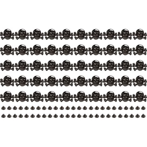 50 Ensembles de Rivets Crâne Style Gothique, Accessoires de Rivetage DIY pour Chaussures et Ceintures en Argent et Noir (1/5)