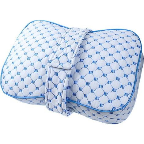 Coussin de jambe bleu glacier avec sangle - Support ergonomique pour les genoux des personnes dormant sur le côté (1/5)