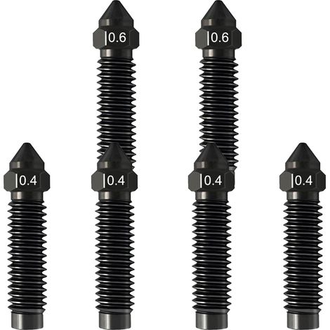 Lot de 6 buses en carbone, 4 x 0,4 mm, 2 buses de 0,6 mm en acier trempé, pour imprimante 3D (1/5)