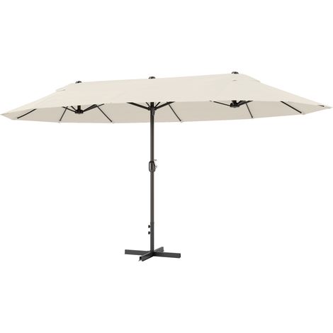 XXL-Gartenschirm (4,6 x 2,7 x 2,4 cm, L x B x H) mit Stahlkreuzfuß, cremefarbenes Polyester