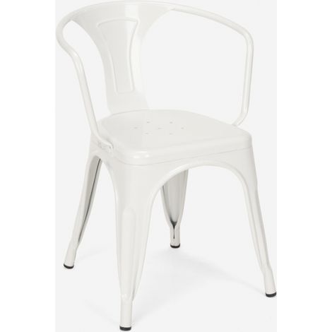 sedie industrial con braccioli acciaio per cucina e bar steel arm - Bianco