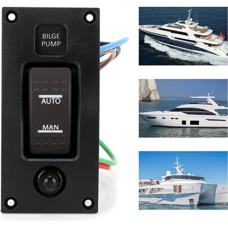 Deluxe-LED-Ein/Aus-Wippschalter für Bilgenpumpe mit Schutzschalter, Marine-Bedienfeld, 12 V/24 V (1/5)