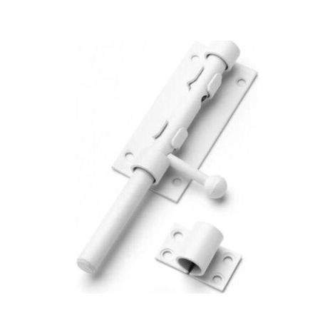 Loquet de porte en acier inoxydable, loquet à pêne coulissant, loquet coulissant de sécurité (blanc) (1/5)