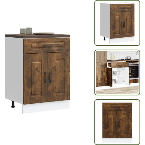 Armadio da cucina in truciolato - vidaXL Base da Cucina Kalmar Rovere Fumo in Legno Multistrato - Armadio da cucina con porte
