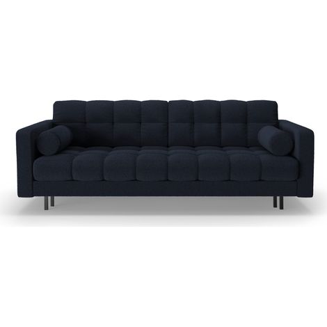 Canapé convertible + box 3 places en bouclé bleu foncé (1/5)