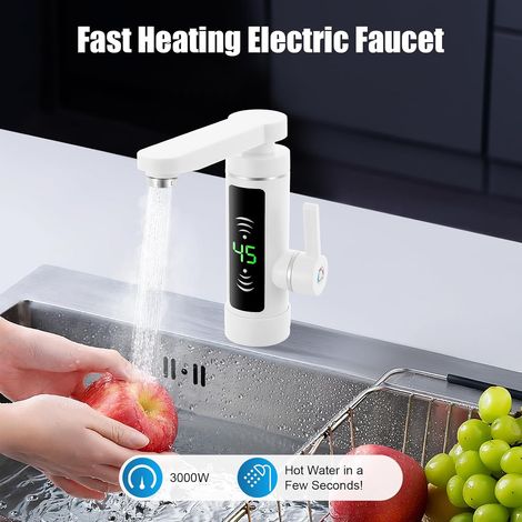 Chauffe-eau électrique instantané LED - Robinet de salle de bain et cuisine - Robinet chaud instantané pour cuisines et salles de bains - 3 kW (1/5)