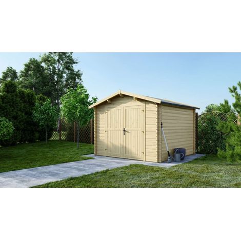 Casetta da giardino in legno - 9m2 - 3x3m - 28mm - colore: naturale - DOM531 (1/5)