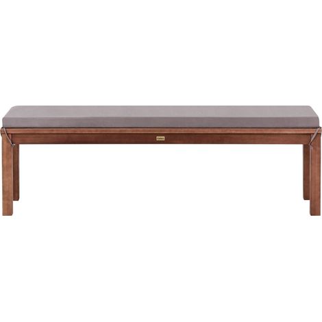 Panca da Giardino Rustica in Legno Massello di Acacia 160 cm con Cuscino da Interno ed Esterno Marrone Chiaro Grigio Tuscania (1/5)