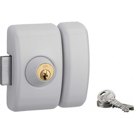 THIRARD - Verrou pour porte d'entrée vitrée Universel 5 goup. 45 mm blanc 3 clés