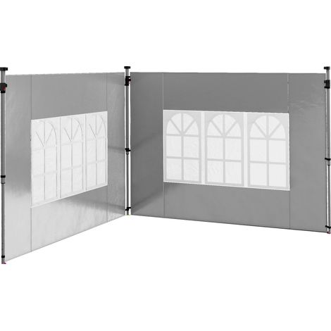 Set aus 2 hellgrauen Seitenwänden für einen 3x3 m großen Pavillon (295x195 cm) mit Fenster