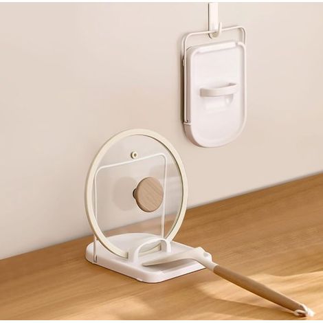 Topfdeckel-Organizer – Topfdeckel-Montagehilfe – Küchenaufbewahrung – Faltbar – 14 x 19 x 15 cm – Weiß (1/5)