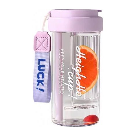ECARLA Wasserflasche mit Korb und Strohhalm 600 ml Luck Lila BD32FIO