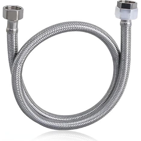 Tuyau de raccordement G1, tuyau de robinet de 1 m, tuyau blindé en acier inoxydable 304 de 5 cm, tuyau flexible de raccordement pour mitigeur de toilette, robinet de cuisine (1/5)