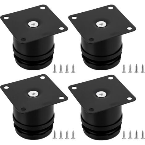 QORVA-Lot de 4 pieds de meubles réglables (50 x 50 mm, noir), pieds de table en métal à hauteur réglable, pieds de meubles de cuisine, pieds de meubles en acier inoxydable pour armoires