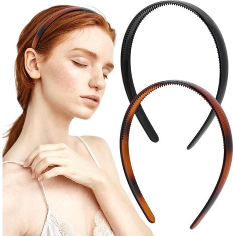 Bandeau en plastique simple, serre-tête pour cheveux, bandeaux en plastique pour femmes avec dents, noir et marron, accessoires de coiffure pour femmes