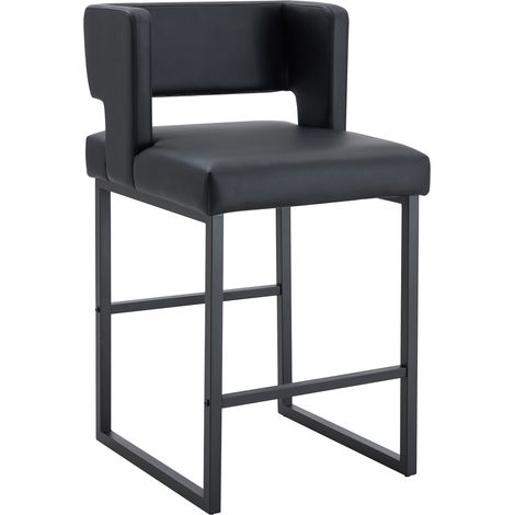Set 2 sgabelli da bar nordici neri in PU con gambe in metallo 91,4 cm MODENUIT (1/5)