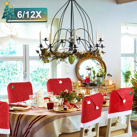 SWANEW Coprisedia natalizio. coprisedia festivo coprisedia coprisedia festa 6 pezzi e 6 palline di Natale decorazione. (1/5)