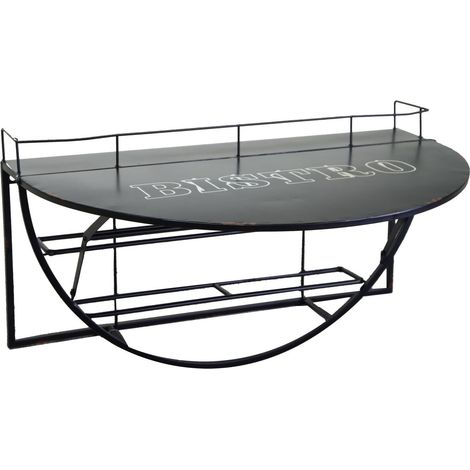 Tavolino da Parete con Mensola 70x47xh40 cm in Ferro Nero (1/4)