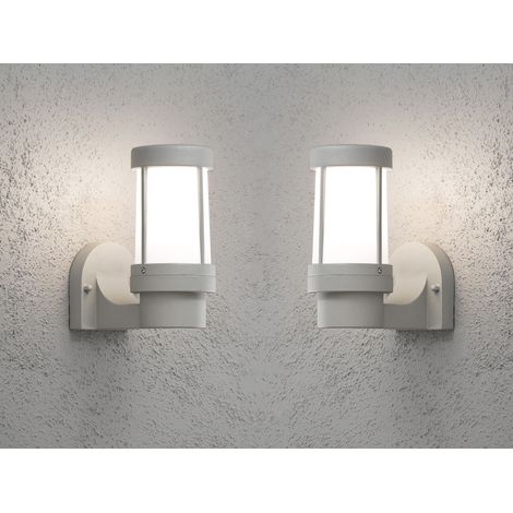 2er SET Außenwandleuchten aus Aluminium Grau mit Acrylglas, Höhe 23,5cm (1/5)