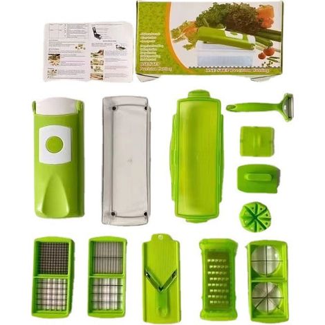 Accessoires cuisine et cuisson,Genius Nicer Dicer Smart (12 pcs.) en vert - coupe-légumes pour cubes, bâtonnets, tranches, lanières et quartiers - coupe-salade mandoline trancheuse à concombr (1/5)
