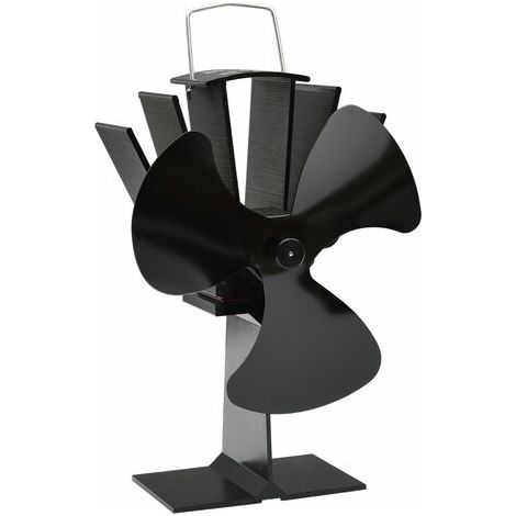 Heat Powered Stove Fan 3 Blades Black vidaXL