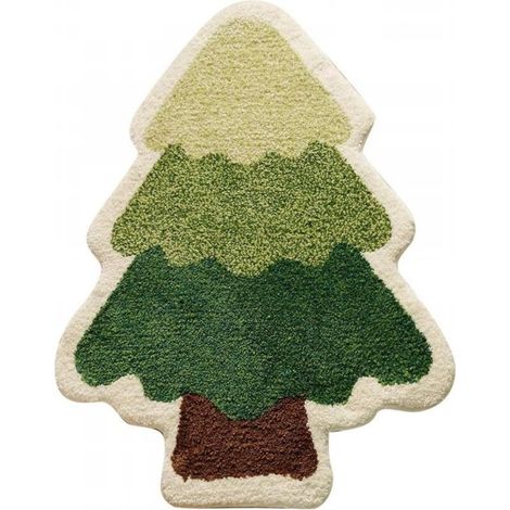 Tapis de bain sapin de Noël pour salon, tapis vert absorbant et lavable, tapis de douche antidérapant, tapis de porte de Noël doux, épais et durable pour la baignoire, décoration de Noël C (5080cm) (1/4)