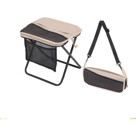 Sgabello pieghevole portatile 36x30x36 cm, robusto zaino a tracolla con 3 tasche laterali, ideale per campeggio, escursionismo e attività all'aperto. (1/4)