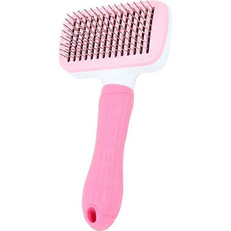 Selbstreinigende Hundepflegebürste, entfernt lose Haare, massiert Partikel, erleichtert die Fellpflege und ist ergonomisch zum Entwirren geeignet.