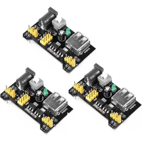 Module Alimentation Breadboard - 3.3V 5V - Entrée 6.5 À 12V Ou USB - Commutateur Double Voie - Lot De 3 (1/4)