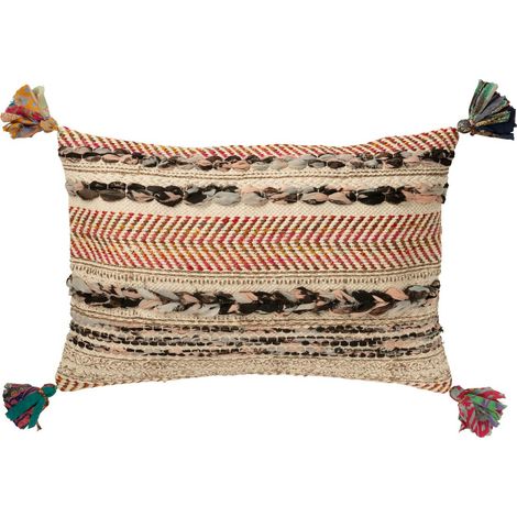 Coussin Déco Tressé Avec Pompons "Chindi" 40x60cm Multicolore (1/2)
