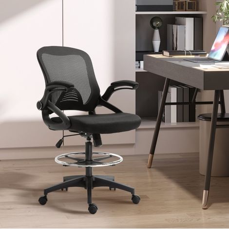 Sedia da ufficio sit-stand con poggiapiedi, nera, 64 x 60 x 106-126 cm HAVRYA (1/5)