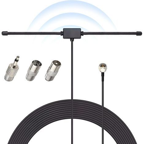 Largeight – Antenne dipôle FM 75 Ohm avec câble 3m – Connecteur universel type F – Installation rapide avec fixation murale adhésive (1/4)