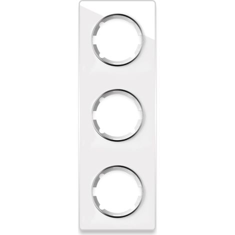 Plaque de finition en verre Garda, 3 postes, vertical Blanc (1/2)