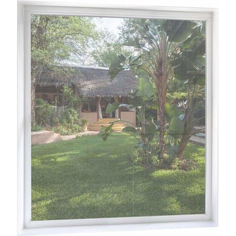 Ecleanfy - Lot de 2 moustiquaires fenêtre adhésives 130 x 150 cm - blanc, sans perçage, coupe ajustable (1/5)