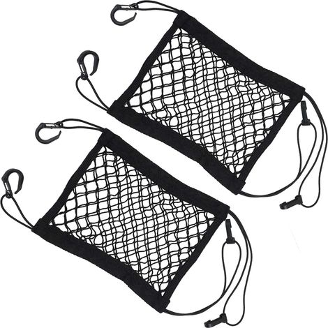 2 Pièces Filet Moto avec Crochets, Filet Élastique de Rangement pour Moto, Vélo, Scooter, Parfait pour Fixer Casques, Bagages et Accessoires (1/5)
