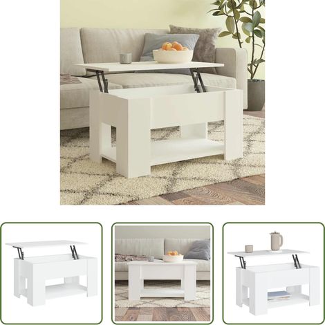 Holzwerkstoff - Couchtisch Weiß 79x49x41 cm Holzwerkstoff (1/5)