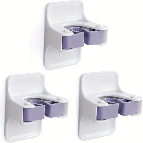 3er Set Klebe Besenhalter Ohne Bohren Wandhalterung Badezimmer Weiß (1/4)