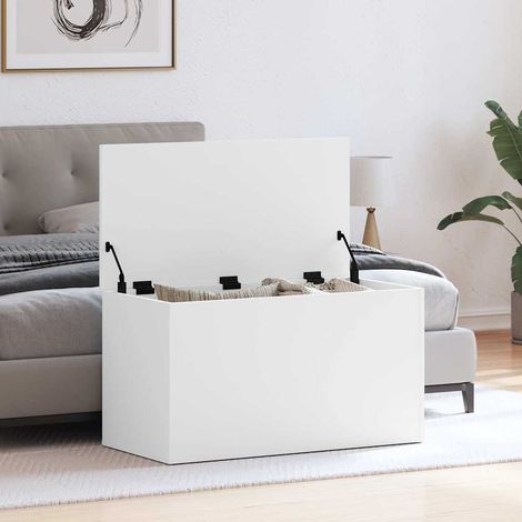 vidaXL Coffre de rangement Blanc 84x42x46 cm Bois d'ingénierie (1/5)
