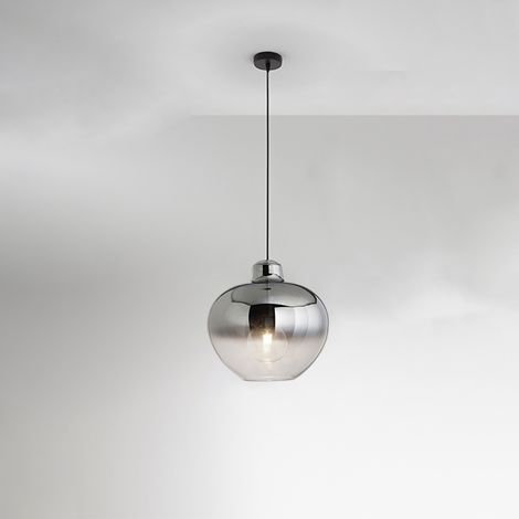 Sospensione Contemporanea Bowl Metallo Cromo Vetro Fumè 1 Luce E27 (1/2)