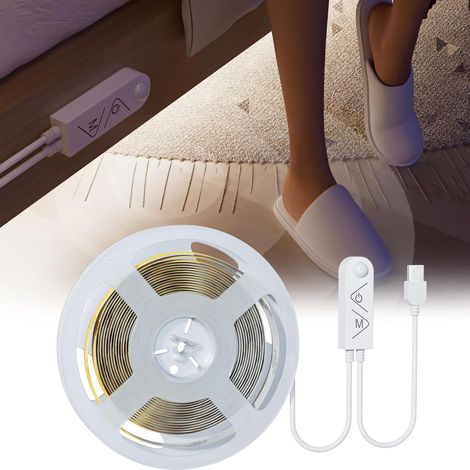 USB Ruban LED COB avec Mouvement Détecteur 3m, 5V 6000K Blanc Froid LED Ruban Lumineux CRI85+ Super Lumineux 960LED, Bande Lumineuse LED à Intensité Variable pour Cuisine, Miroir, Armoires (1/5)