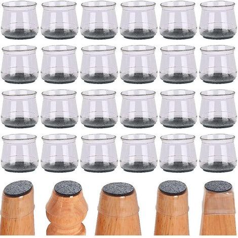 Set mit 24 Silikon-Stuhlbeinschonern für Parkettböden, Tischbeinüberzügen, Schutzkappen für Hockerbeine, Möbelgleitern mit Filz (1/5)