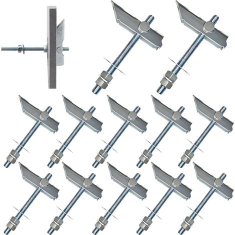 M6 x 100mm Suspente Placo Robuste, 12 Jeux de Cheville a Bascule, Cheville Placo Charge Lourde avec Rondelles et écrous, pour Les Plafonds et Les Plaques de Plâtre (1/5)